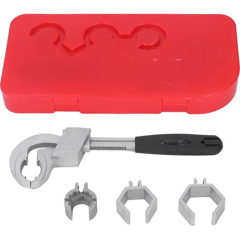 Clé multifonction double extrémité réglable en alliage d'aluminium pour robinet de lavabo (1/5)