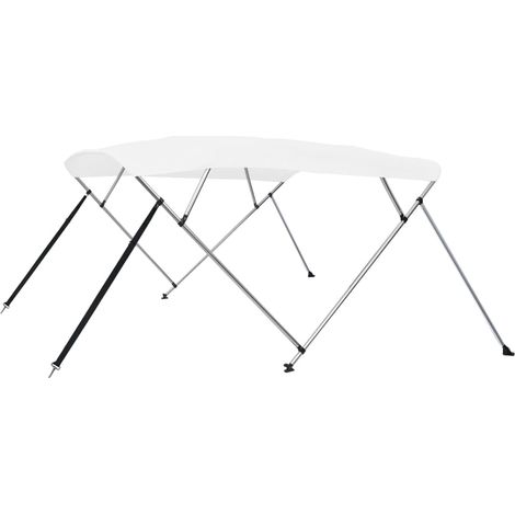 Auvent bimini à 4 arceaux pour bateau,Anti-UV Blanc 243x196x137 cm -FR63820 (1/5)