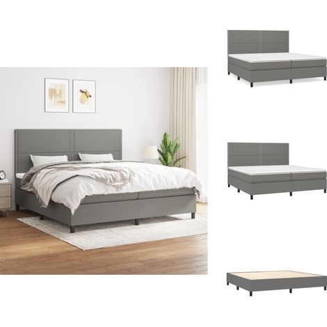 Boxspringbett mit Matratze Dunkelgrau 200x200 cm Stoff - Boxspringbett - Doppelbett - Bettenrahmen - Schlafsystem - Liegekomfort (1/5)