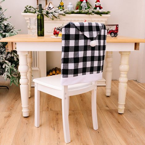 Housse De Chaise - Motif Tartan Rouge Et Noir - Pour Décoration De Fêtes De Fin D Année Et Salle À Manger - 1 Pièce (1/5)