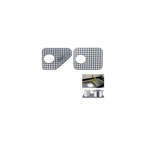 2 tapis de cuisine antidérapants pliables pour évier, en silicone résistant aux rayures, protection pour éviers en acier inoxydable et céramique – gris, 35 × 30 cm