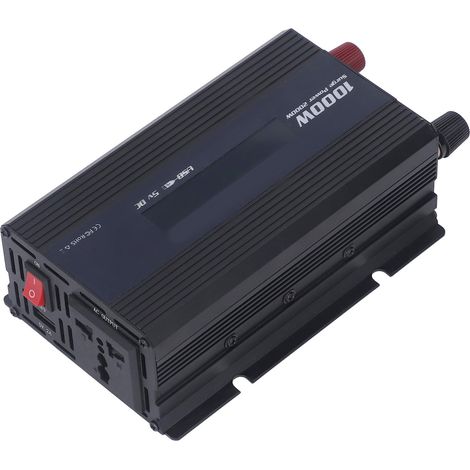 Convertisseur de tension voiture 1000W DC vers AC, onduleur électrique 12V à 220V avec refroidissement par air intelligent et protections multiples (1/5)