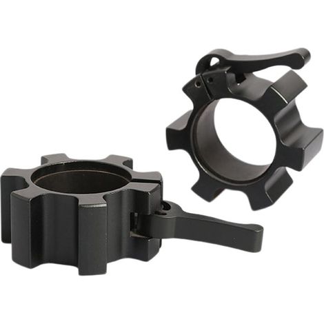 Barre d'haltères en alliage d'aluminium à dégagement rapide - système de dégagement rapide à ressort pour des changements de poids rapides et sécurisés, disponible en plusieurs couleurs, noir. (1/5)