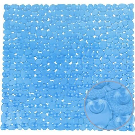 (Bleu, 54x54 cm) Tapis de Douche Carré en PVC, Tapis en Plastique Antidérapant, Tapis de Bain avec 182 Ventouses (1/5)