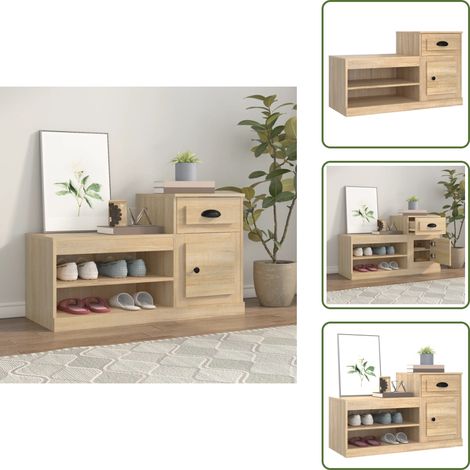 Mueble de zapatos - vidaXL Mueble zapatero madera contrachapada roble Sonoma 100x42x60 cm - Mueble de madera contrachapada