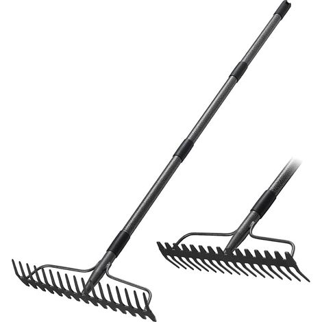 Râteau robuste pour jardin : râteau de 190 cm avec 17 pinces, ameublissant le nivellement du sol et les feuilles d'herbe (1/5)