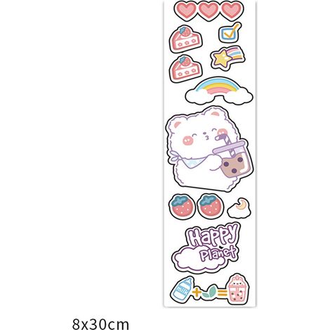 Autocollants Mignons Faciles à Décoller Imperméables Style Animal Dessin Animé Motif Clair Exquis Kawaii pour Livre DIY Ours Violet (1/4)