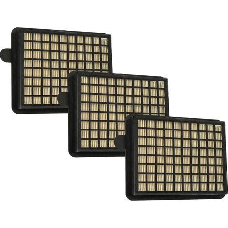 vhbw 3x Filtro compatible con Fakir Prestige Blue Line aspiradora - filtro HEPA/plisado plano negro / blanco