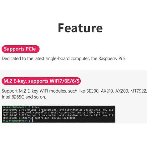MPW7ACA Module WiFi7 à clé électronique 5 PCIe vers M.2 avec boîtier (1/5)
