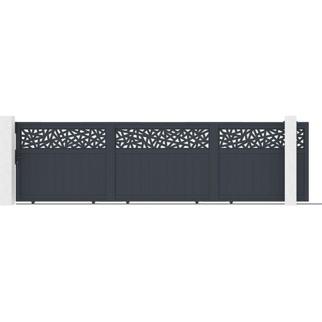 Portail coulissant 5m DOLOMITE RUIVO H.160cm aluminium gris