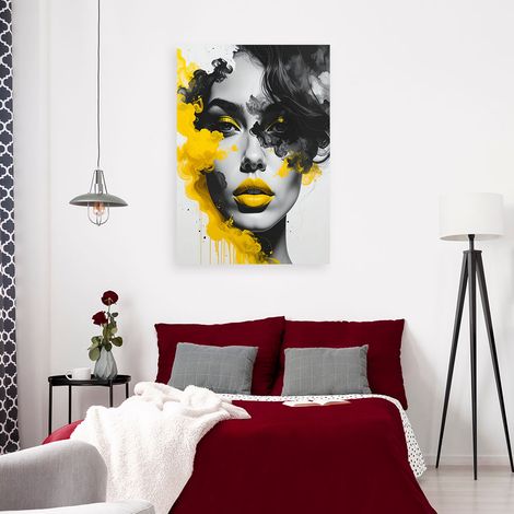 Wandbild Porträt einer Frau mit gelben Farbelementen 60x90 (1/4)