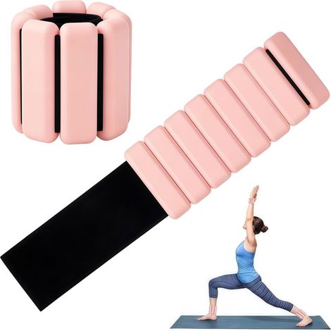 Poids Pilates, Lot de 2 bandes de poids réglables pour poignets et chevilles, 0.5 kg chacune, pour yoga, danse, ballet, pilates, marche, jogging (1/5)