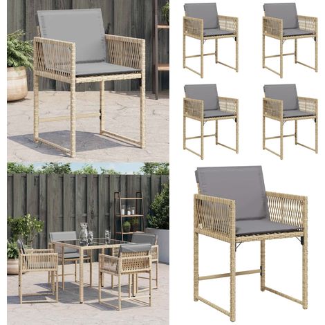 vidaXL Gartenstühle mit Kissen 4 Stk. Beigemischung Poly Rattan (1/5)