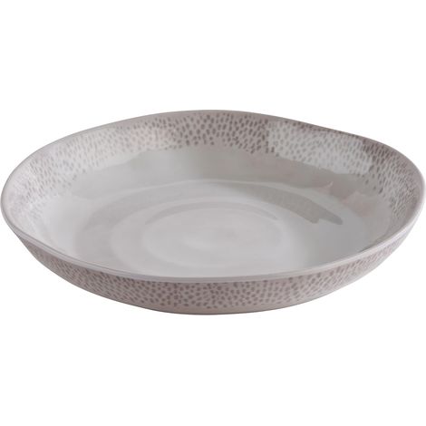 Plat/assiette FOOTMARK, Assiette creuse, Ø 24 cm, hauteur 4 cm, mélamine, décor, blanc-gris (1/4)