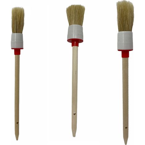 Set tre pennelli a testa tonda con setole naturali pennello per pittura vernice con varie dimensioni (1/3)