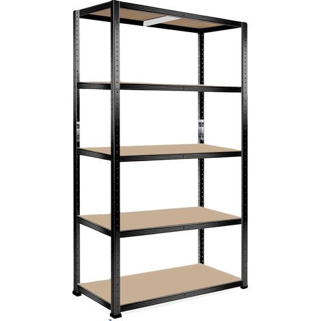 Étagère en métal robuste, capacité de charge de 750 kg, étagères réglables, 1.5m Noir 70x30cm (1/2)