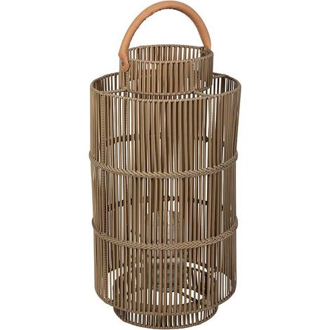 Lanterne d'extérieur Pasil naturel osier cuir 40x75cm (1/3)