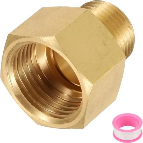 Raccord De Tuyau Hexagonal en Laiton avec PTFE Et Joints Ton Or (1/5)