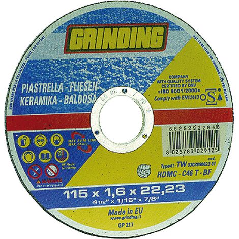 MOLA ABRASIVA PER MARMO/PIASTRELLE ø 115 x 1,6- 50 pezzi  - GRINDING