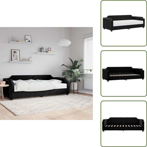Sofá cama negro - vidaXL Sofá cama con colchón tela negro 80x200 cm - Sofá cama con espuma