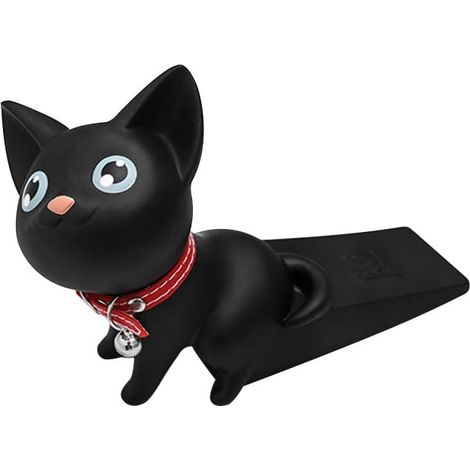 1 Butée de porte, Silicone souple, Design chien noir, Tête pivotante, Pour maison et bureau (1/5)