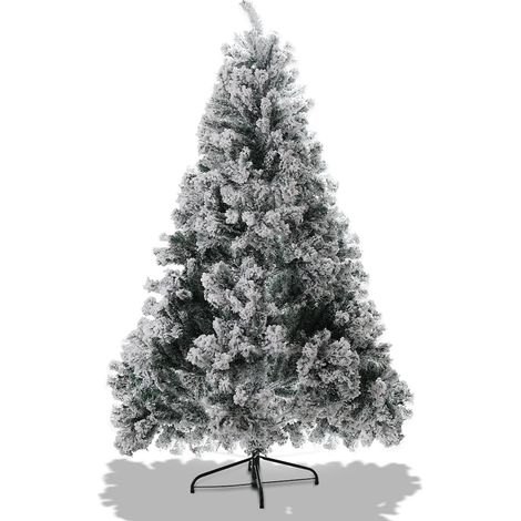 Wolketon Albero di Natale artificiale con fiocchi di neve. supporto in metallo Materiale PVC non illuminato (150 cm. 550 rami)