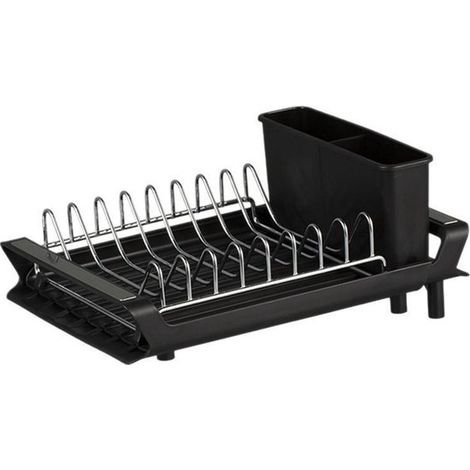 Égouttoir à vaisselle - avec bac d'égouttage et porte-couverts - 279 x 200 x 115,5 mm - Noir - Égouttoir à vaisselle avec bac d'égouttage - Avec égouttoir - Gain de place - Plastique - Pour Droog et R (1/4)