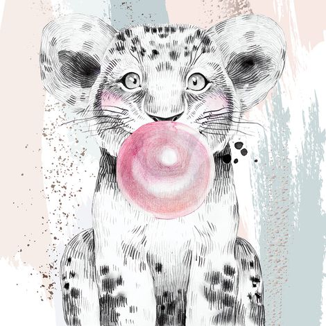 Papier peint panoramique Enfants - Lion Chewing-Gum - 130 cm x 130 cm (1/2)