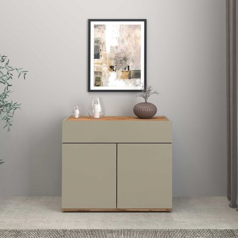 WHOUS Credenza Garda 2 ante e 1 cassetto tortora opaco e rovere 80,9x35x70 cm