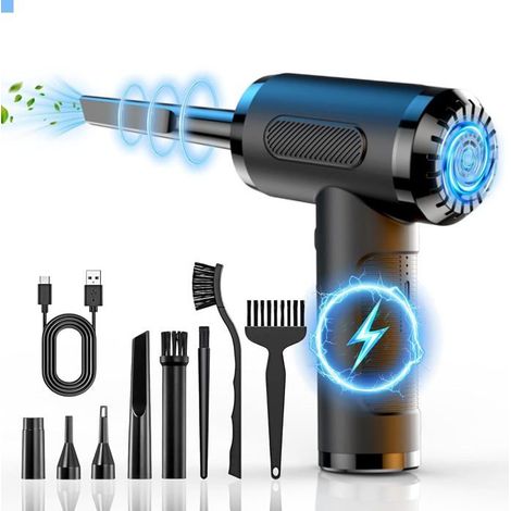 Souffleur Air Comprimé,50000 Tr/Min Dépoussiérants Puissants Électrique,Air Comprimé Duster Avec Lumière Led,Régulation 3 Vitesse, (1/4)