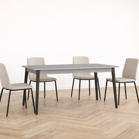 Table à manger moderne extensible grise 180cm SIMY (1/4)