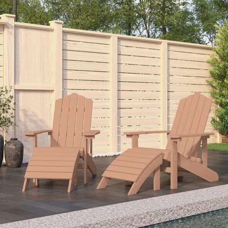 Chaises/Fauteuils de jardin Adirondack 2pcs avec repose-pieds PEHD Marron -TF66873 (1/5)