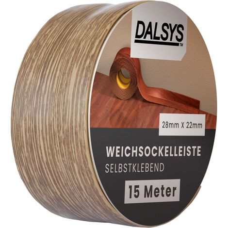 Dalsys plinthe souple autocollante plinthe adhésive, plinthe de finition pour joints dans le séjour, la cuisine, la salle de bain, en PVC synthétique - Chêne foncé 15m