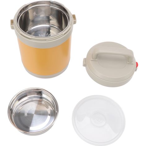 1.6L Bocal Isotherme Repas 3 Couches Acier Inoxydable 304 Boîte Déjeuner Portable pour Étudiants Travail Jaune (1/5)