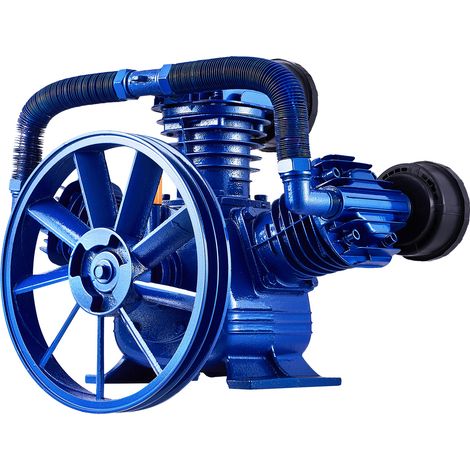 Mophorn – Tête de pompe à compresseur d'air 10HP – Débit 17,5 cfm à 90 psi – Pression max 185 psi – 3 cylindres lubrifiés en fonte – Double étage - 90psi