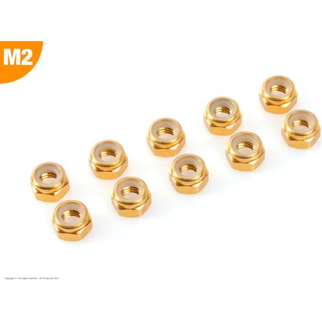 Revtec - Aluminium Nylstop Nut - M2 - Gold - 10 pcs
