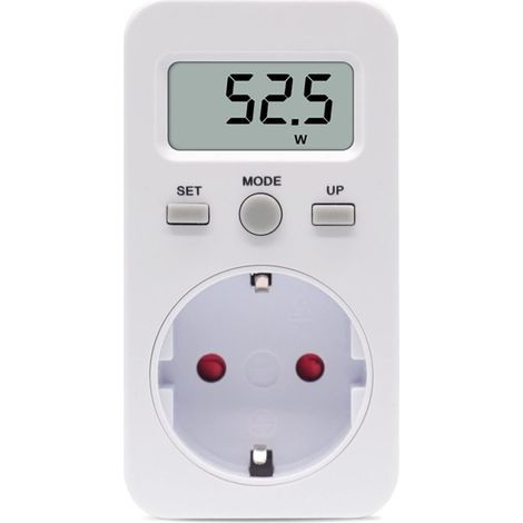Stromverbrauchszähler, Steckdosenzähler, Energiekostenzähler, Stromzähler, Steckdose mit Digitalanzeige, LCD-Bildschirm, Strom (1/5)