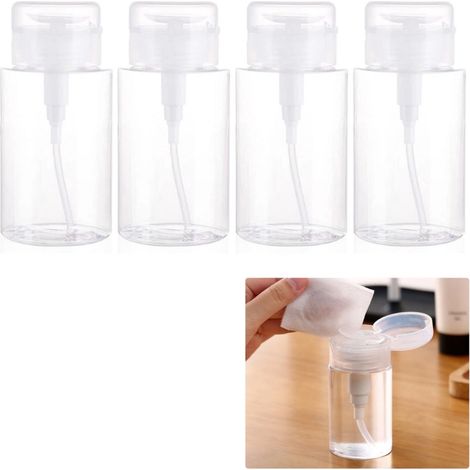 Confezione da 4 - Flaconi dispenser vuoti con testina a pompa - Flaconi dispenser vuoti - Contenitori ricaricabili - Facile da usare - A prova di perdite - Bianco - 200 ml - Su (1/5)