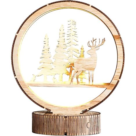 Lampe de Noël LED - Veilleuse de Noël - Lampe de table creuse sculptée en (1/5)