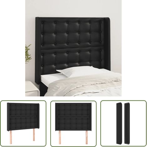 Tête de lit avec oreilles, Résistante et économique, Panneau de lit, Noir 83x16x118/128 cm Similicuir OIB9002E (1/5)