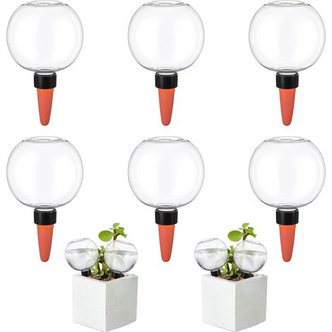 Globe Arrosage - Lot de 6 - PP et Terre Cuite - Irrigation Goutte à Goutte - Intérieur Extérieur - 500ml Transparent (1/5)
