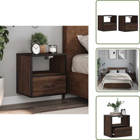 Wand-Nachttische 2 Stk. Braun Eichen-Optik 40x31x39,5 cm - Wand-Nachttisch - Wand-Nachttische - Schrank - Nachttisch (1/5)