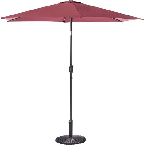Parasol de Jardin 270 cm en Bois et Tissu Polyester Rouge Bordeaux Manivelle Varese (1/5)