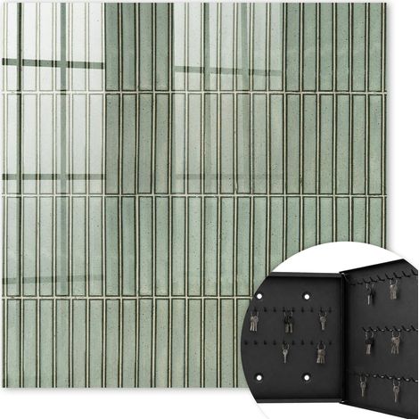 Armoire à clés - (30 cm x 30 cm) - Boîte à clés murale - Coffret de rangement pour clés - Couleur noire - Ouverture vers la droite - Pour maison et bureau - Motif vert