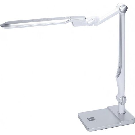 Luminaire LED à intensité variable, argenté, 9 W, température de couleur 3000-6500 K, protection des yeux pour une utilisation au bureau et en salle d'étude.