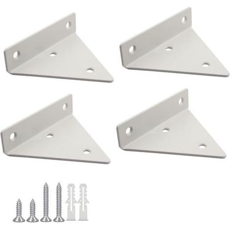 4 Pièces Supports à Tablettes Flottantes Support D'étagère en Triangle en Métal Flottant Equerre Etagere Mural Dissimulés Avec vis pour Déco Salon, Chambre, Salle de Bain - Blanc