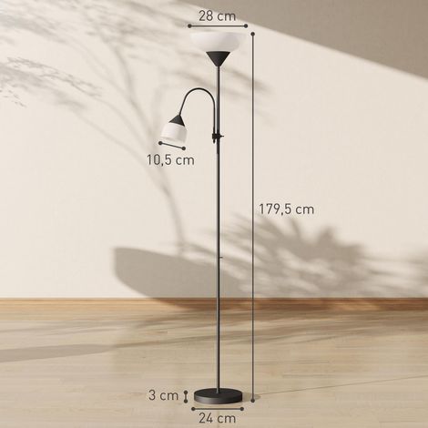 Lampadaire Uplighter, lampe mère-enfant, lampe haute avec 3 températures de couleur et col de cygne flexible, noir (1/5)