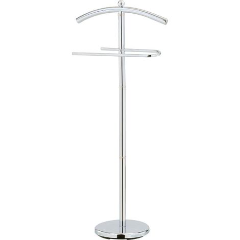 Valet de nuit double portant en métal chromé avec socle rond stable – Dimensions 43 x 28 x 109 cm (1/4)