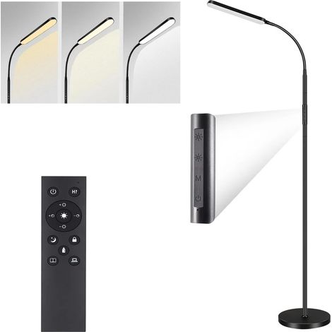 Lâmpada de pé, lâmpada LED de 15 W brilhante para uma sala de controle remota ajustável e brilho com interruptor, luzes de leitura do pescoço de cisne (1/5)