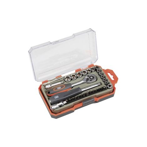 JUEGO LLAVES DE VASOS Y ACCESORIOS 1/4" 35 PZAS ALYCO ORANGE